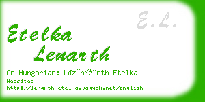 etelka lenarth business card